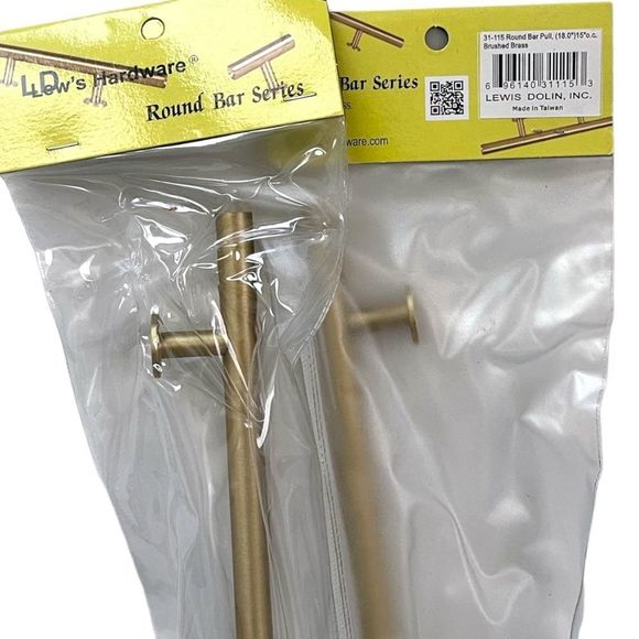 NIB - Solid Brass Cabinet Pull Handle - Round Bar Series - 18" - Set of 2 - Picture 2 of 3